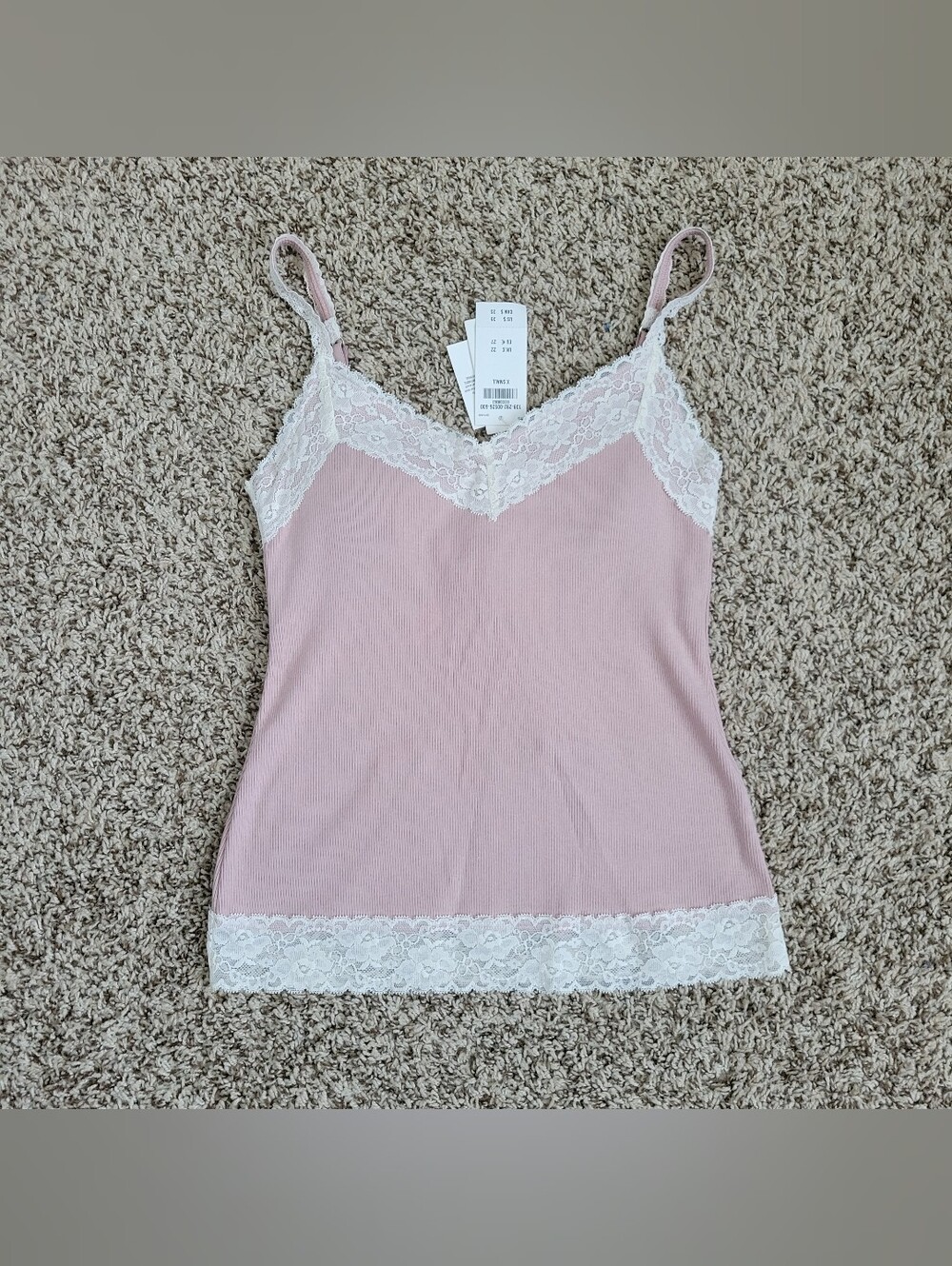 Abercrombie & Fitch Archive Collection Lace Trim Cami Tank Top Pink Ivory XS NWT
